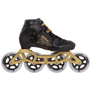 Patines En Línea Powerslide 3X Gold adj. Niños Negros Dorados | 51748-XOLC